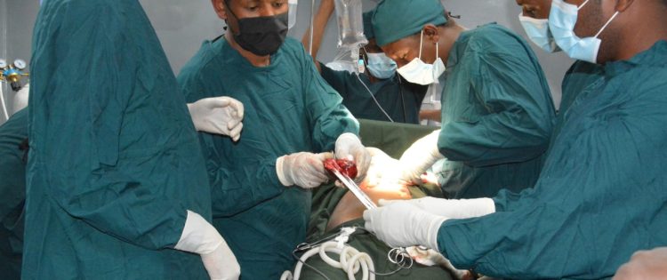 Surgery (cholecystectomy ) Being Performed, Hakim Gizaw Hospital, DebreBerehan.